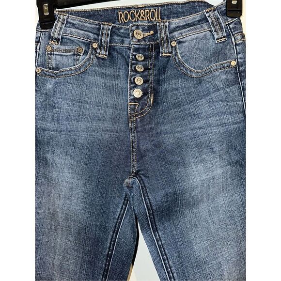 Rock & Roll Cowgirl Jeans Women’s (26 x 32) High Rise Trouser Flare Dark Wash 4 - Picture 4 of 8